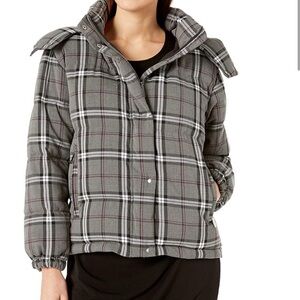 Vince Camuto Women’s Plaid Puffer Coat with Hood